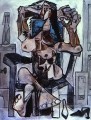 Nu dans un fauteuil avec une bouteille d’eau d’Evian un verre et chaussures 1959 cubisme Pablo Picasso